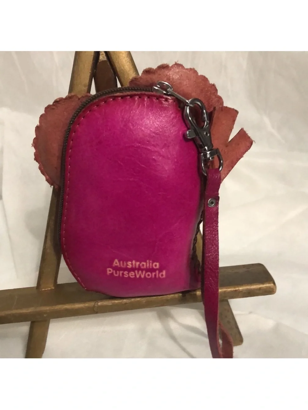 NWOT Tooled Leather Pink Koala Wristlet by Australia PurseWorld